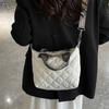 Sac matelassé à poignée supérieure Sac à bandoulière Grande capacité Motif losanges Couleur unie Vintage Sac à bandoulière pour femmes Travail