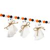 7.2FT Halloween Ghost Garland with Wooden Beads Handmade Rustic White Ghost Decor Vintage Farmhouse
