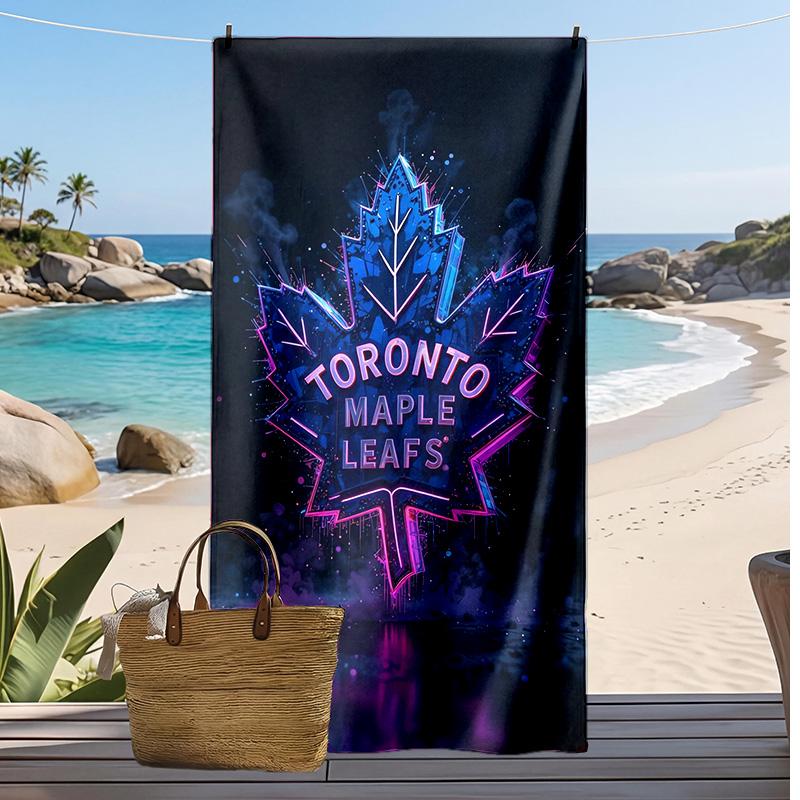 Asciugamano da Spiaggia Stampa Toronto Maple Leafs Morbido Portatile Asciugatura Rapida?Asciugamano Asciutto Per Piscina Vacanza Estiva Sport all'Aperto