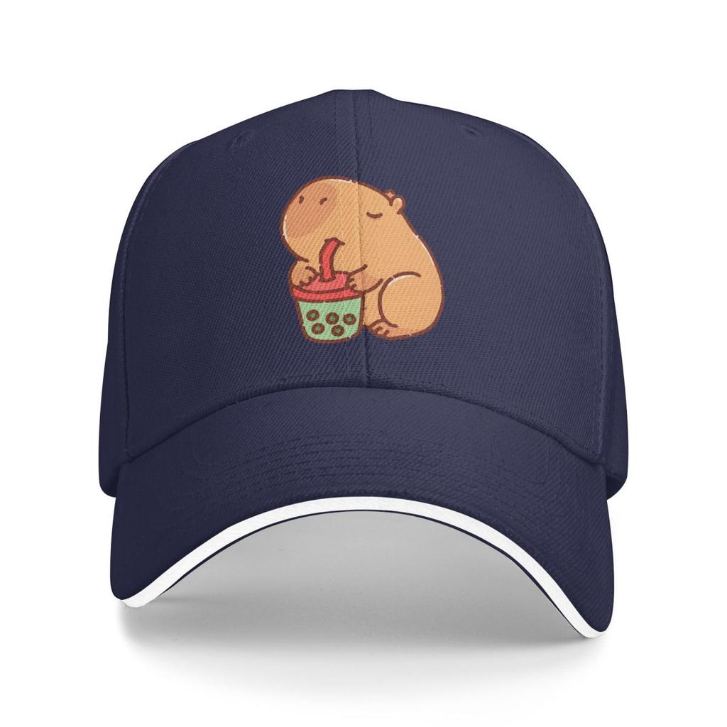 Baseball Hats Cute Capybara Loves Bubble Tea Thermal Outdoor Streetwear Summer Sports Baseball Caps Hip Hop Cap Casquette Hats