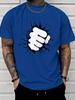 Unisexs Black Crew Neck Tee Cracked Wall Fist Punch Creative Graphic Print Loose Summer Street Casual Daily Basic Short Sleeve Top