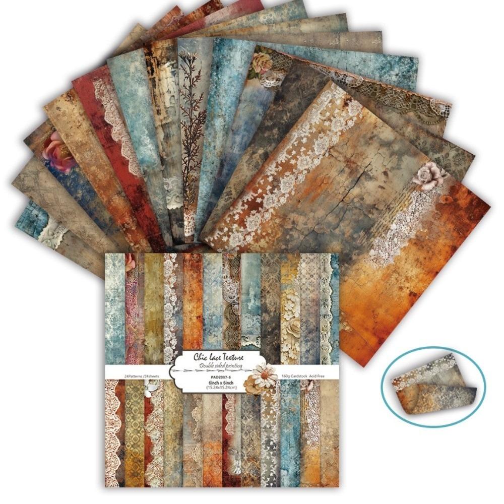 24 Blatt Blumendruck Scrapbook-Papier 6 Zoll Hintergrundpapier Dekoratives Papier Bastelbedarf DIY