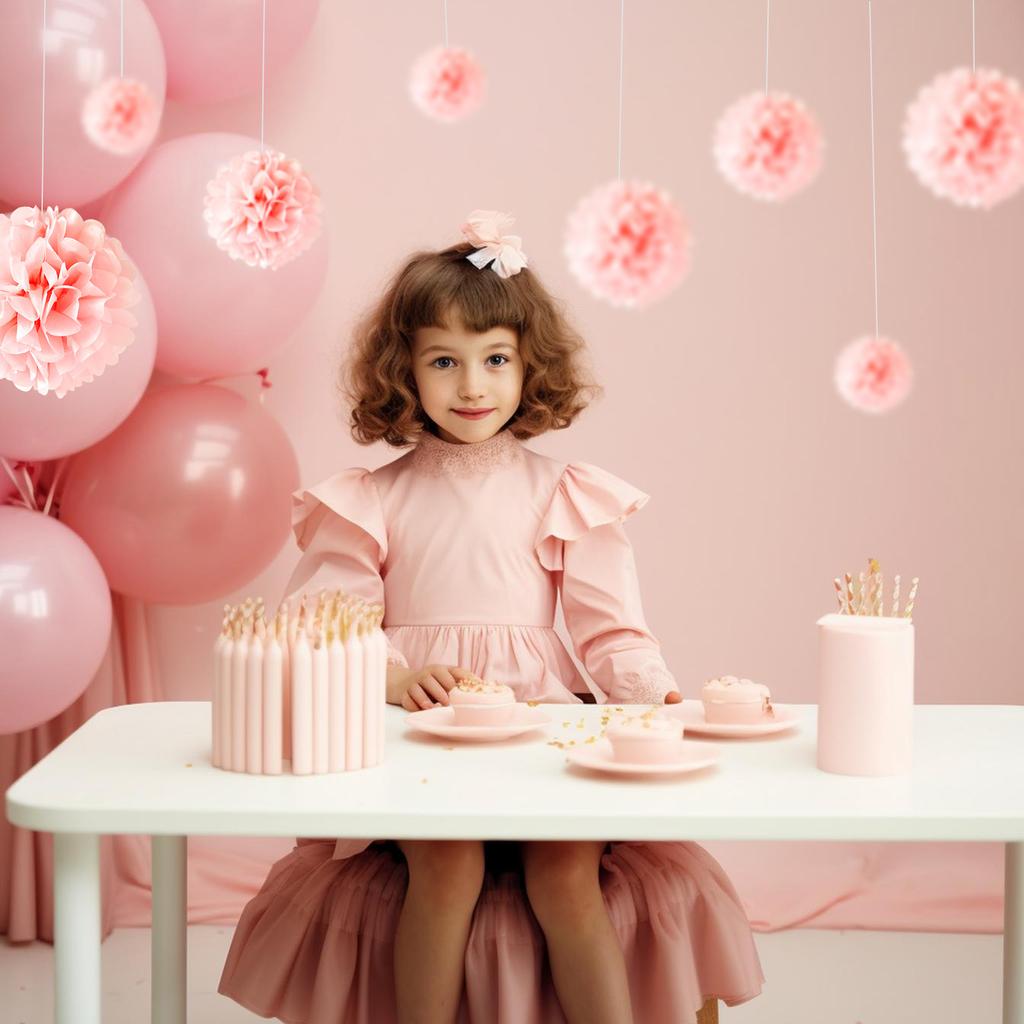 1pcs Set 7.8inch Pink Paper Flower Balls Paper For Birthday Party Pom Pom Paper Balls Hanging Flowers Pom Pom Paper