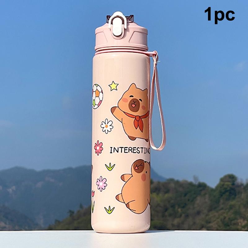 800ml Cartoon Capybara Water Bottle Plastic Water Cup Portable Large Capacity With Straw Sports Water Bottle Outdoor Tableware