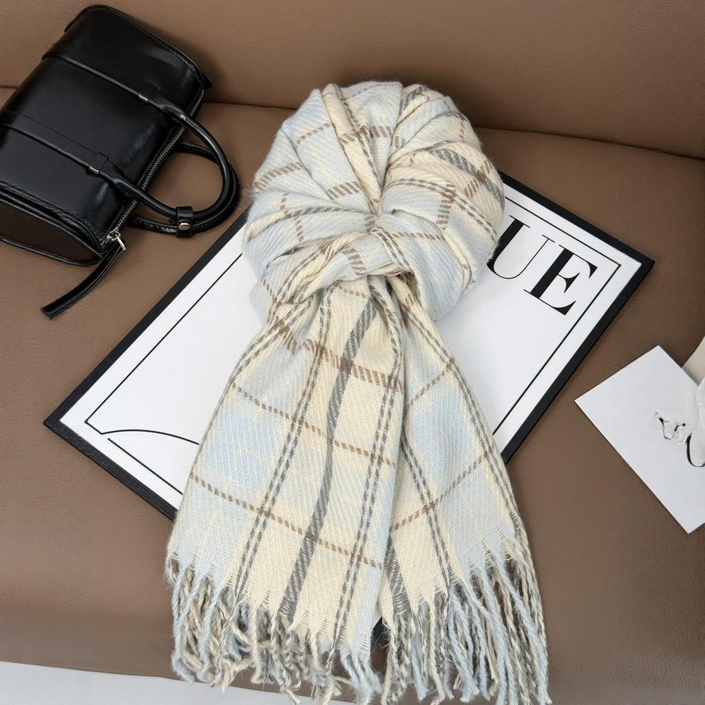 Women's Korean Style Plaid Scarf 2025 - High-End, Versatile Shawl & Neck Warmer for Winter
