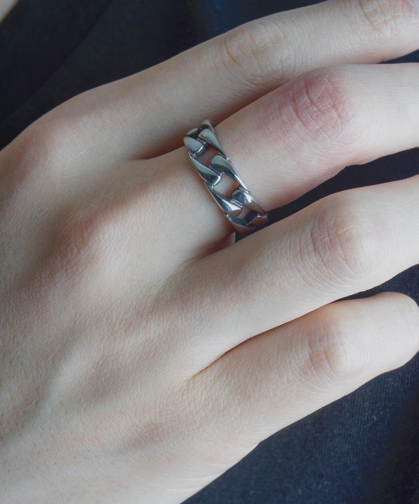 Button Seoul Single Cuban Chain Ring