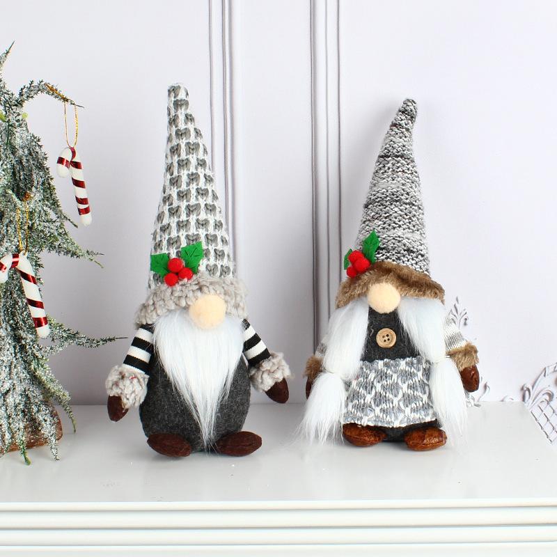 Creative Knitted Faceless Old Man Doll Ornament, Cute Plush Rudolph Dwarf Doll Ornament