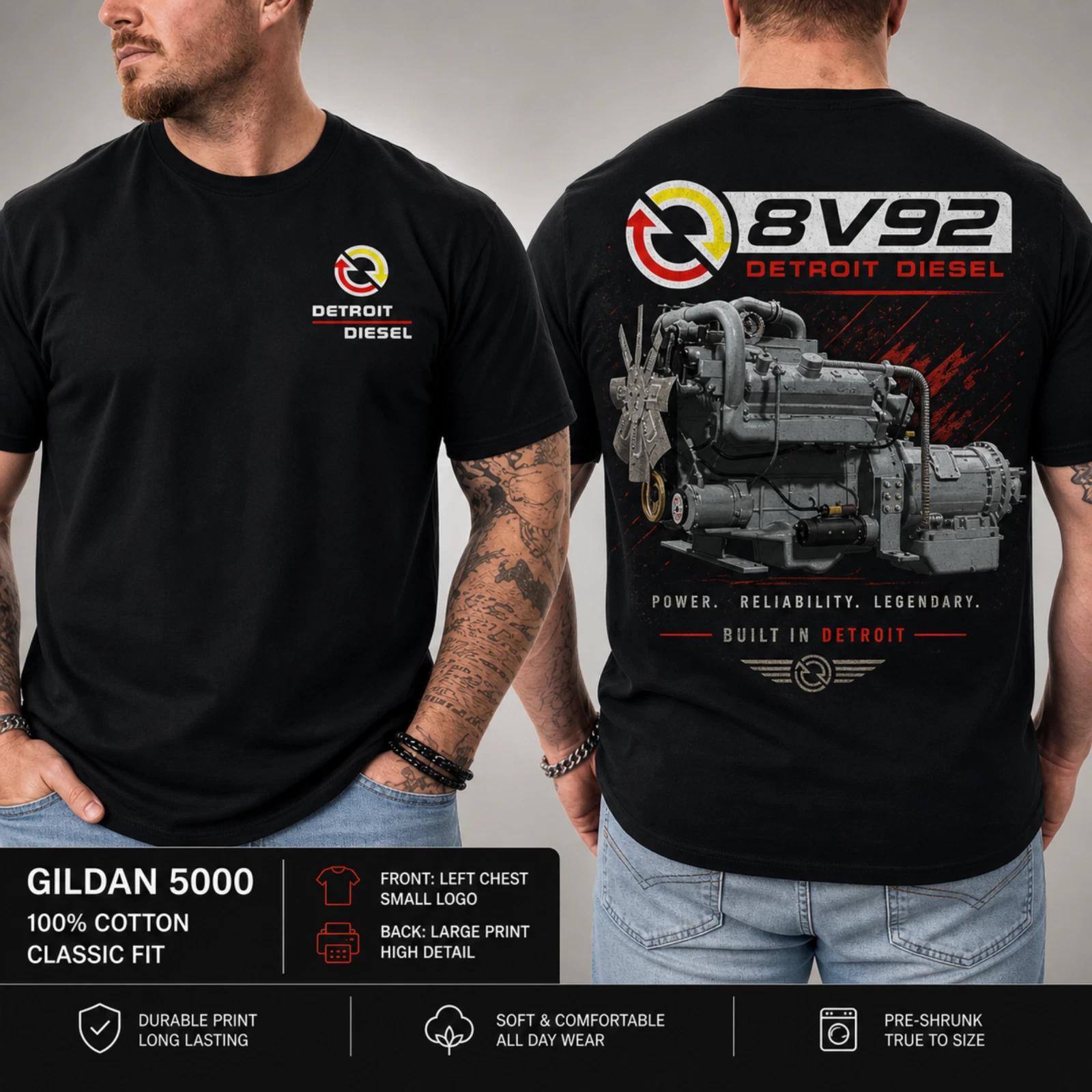 Classic Diesel Engine T-Shirt Heavy Duty Mechanic Graphic 2 Sided Tee XL