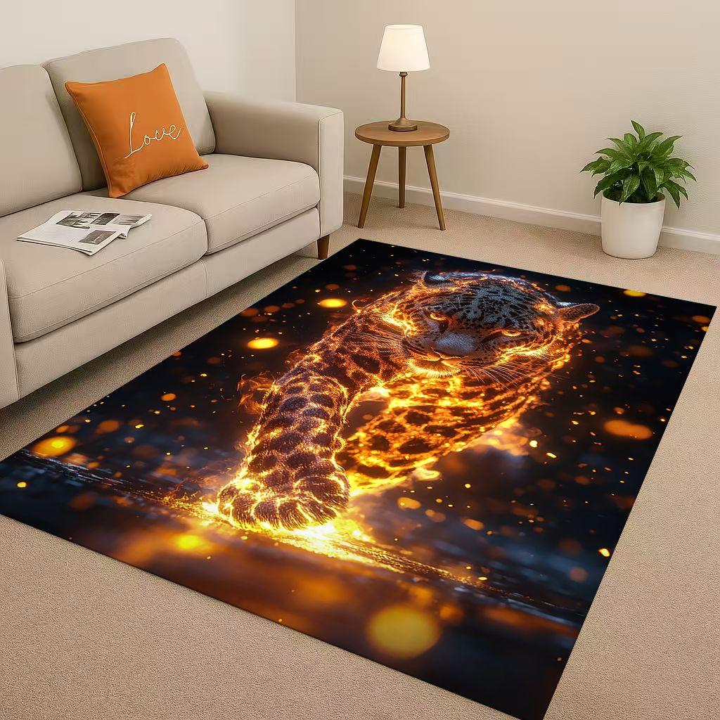 3D Cheetah Leopard Beast Living Room Non Slip Area Rug Soft Carpet for Bedroom Playroom and Sofa ,Easy Clean Home Decor Doormat
