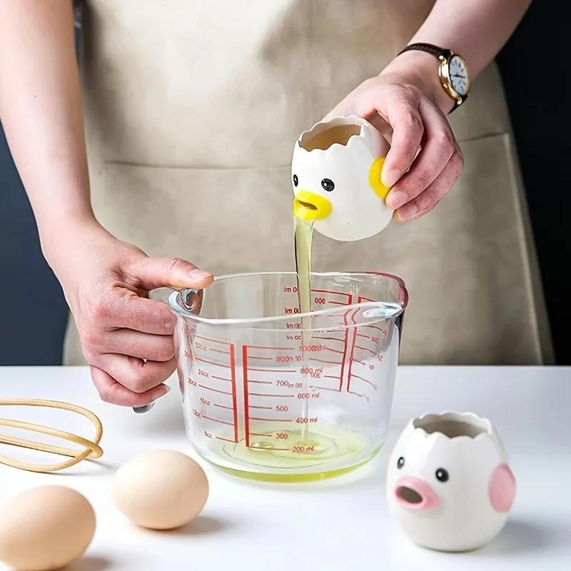 1pc Cute Little Chicken Ceramic Egg Separator Creative Egg Separator Yolk Egg White Separator Filter Baking Tool For Bakery