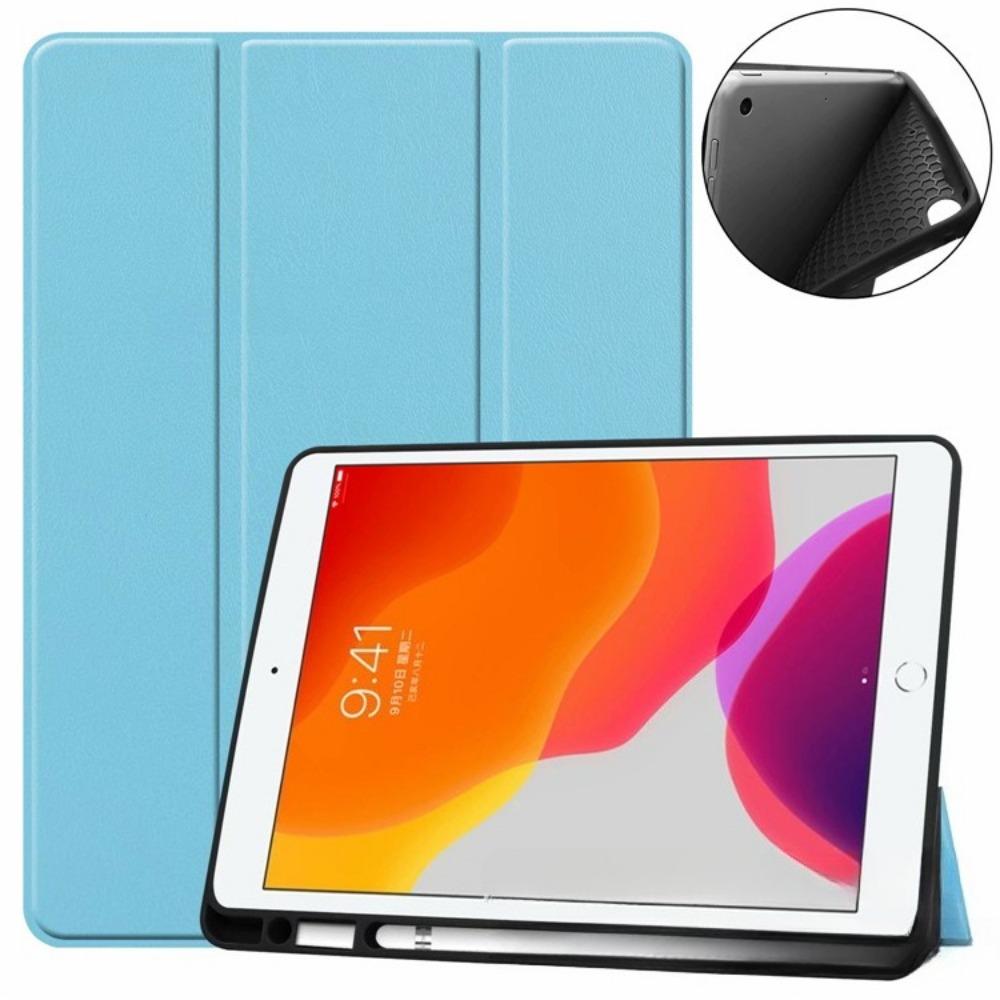 Dreifach gefaltete Lederhülle für iPad Mini 7 mit Apple Pencil-Schlitz Auto Sleep/Wake Cover