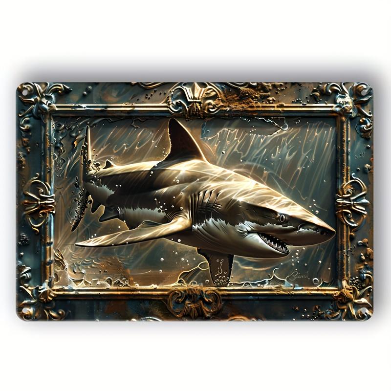 

2d Flat 30*20cm, Shark, Interesting Vintage Close Wooden Logo, Wall Decoration, Home Decor, Wooden Logo Poster Holiday Gifts, for Home, Kitchen Garden 30*20cm