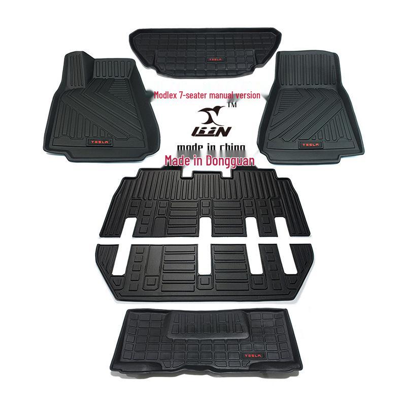 Odorless TPE 3D Car Floor Mats for Tesla Model X 7-Seater (Manual) - Basin Shaped Foot Pads