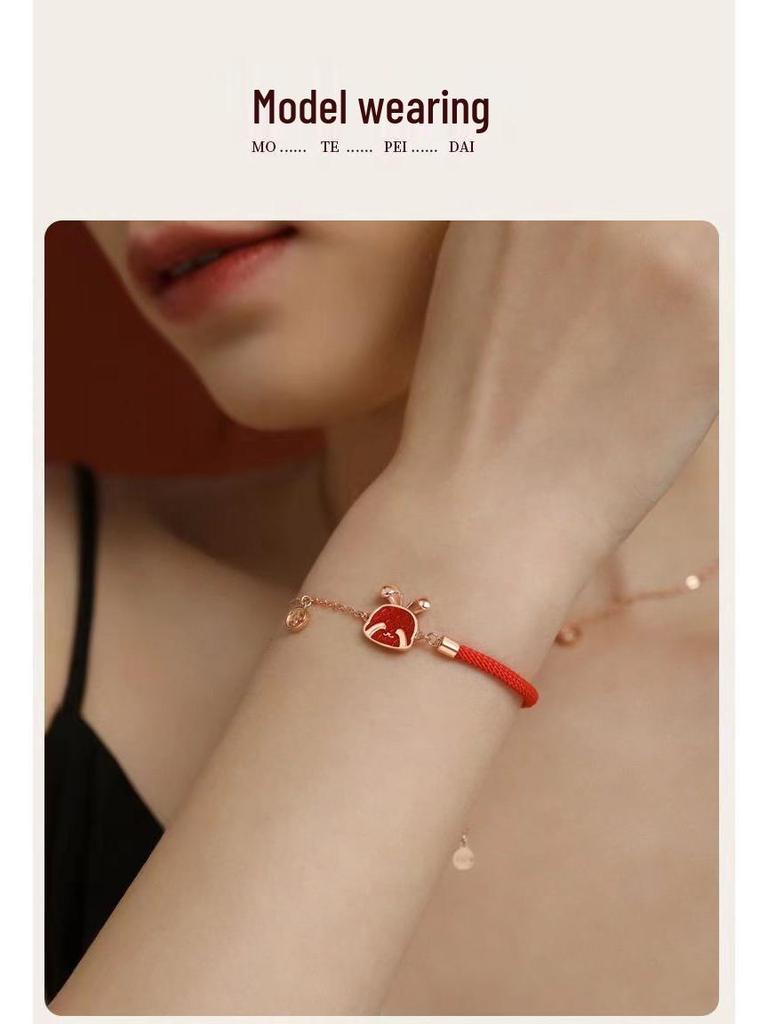 2023 Year of the Rabbit Zodiac Red Rope Bracelet – Women's Lucky Charm and Christmas Gift
