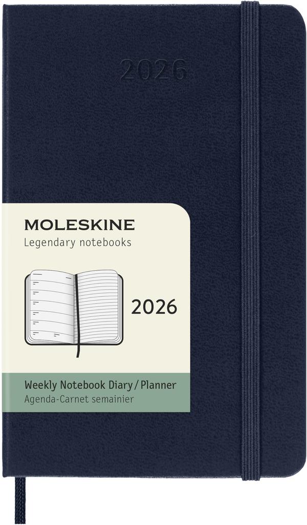 Moleskine 2026 January Weekly Pocket Size x Sapphire DHB2012WN2Y26 Planner, Start, 12-Month Diary, (9cm 14cm), Hardcover, Blue,