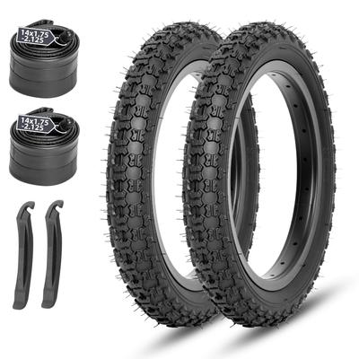 MOHEGIA Set of 2 14x2.125 Bicycle Tires: 14-inch Kids' Folding Bicycle Replacement Tires - Compatible with BMX, MTB, and Kids' Racing Bikes - Includes