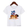2024 Summer T-Shirt For Kids Funny Sharking With Sharkdog Cartoon Print Children'S Tshirt Boy Clothes White Shortsleeved Tops