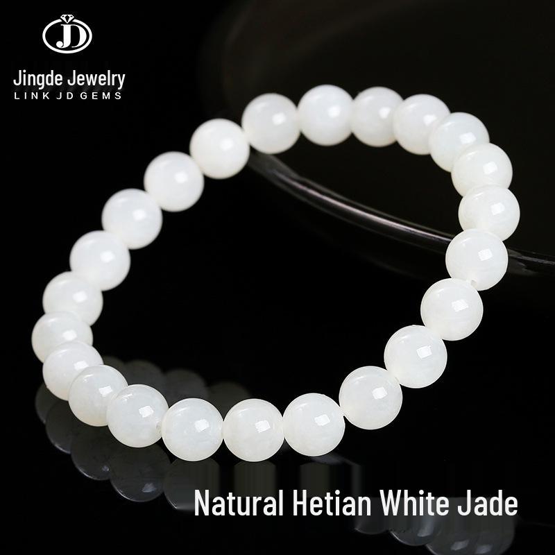 Jinde Jewelry Hetian White Jade Women's Beaded Bracelet Gift