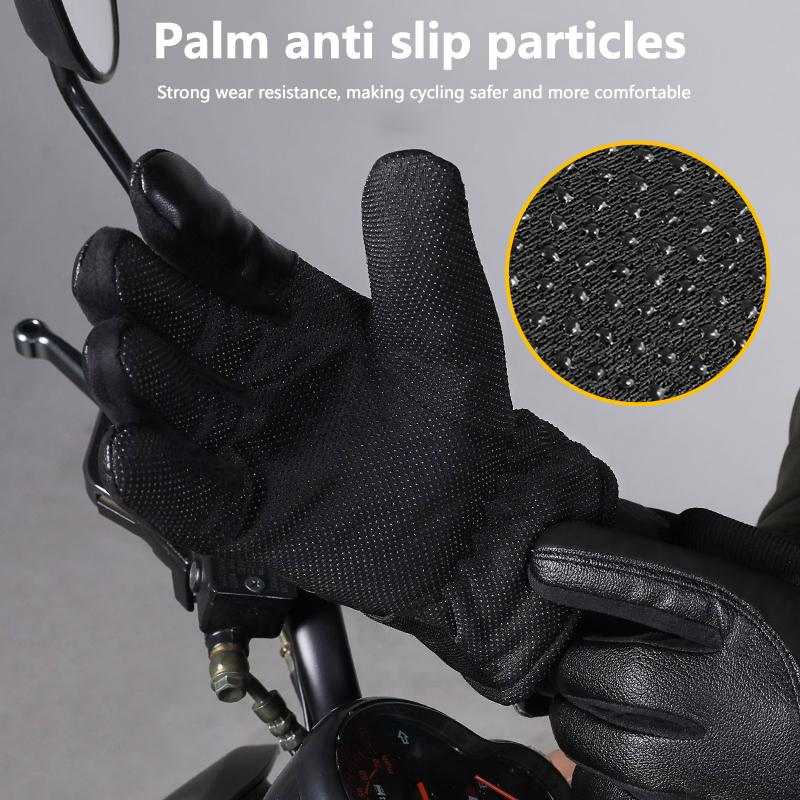 1 Pair Winter Touch Screen Leather Gloves For Men Warm Windproof Anti Slip Motorcycle Rider Equipment Gloves