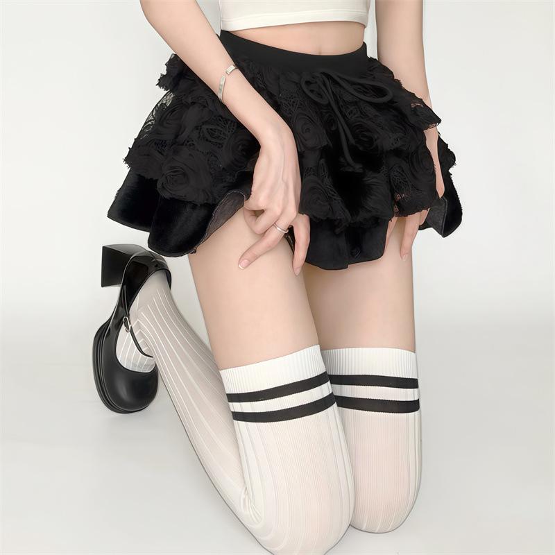 Spot Summer Thin And Skin-Friendly Striped Knee Socks, Stacking Socks, Lolita Jk Short Skirt Bottoming High Tube Socks