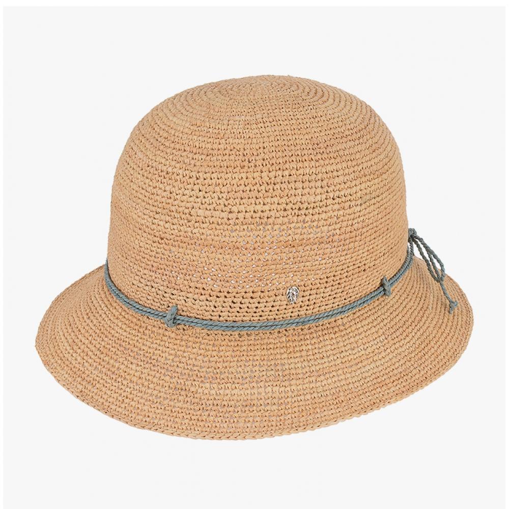 Helen Kaminski Villa 6 Natural Seagrass Metal Logo Cloche Bucket Hat