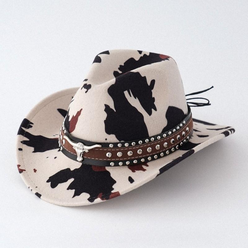 Vintage Cowboy Hat Women Men Retro Western Style Sun Cow Beige White Outdoor Protection