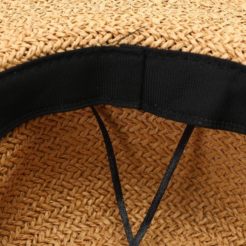 Summer straw hat women's fashion straps bow hand-woven hat seaside vacation sunscreen sunshade beach hat