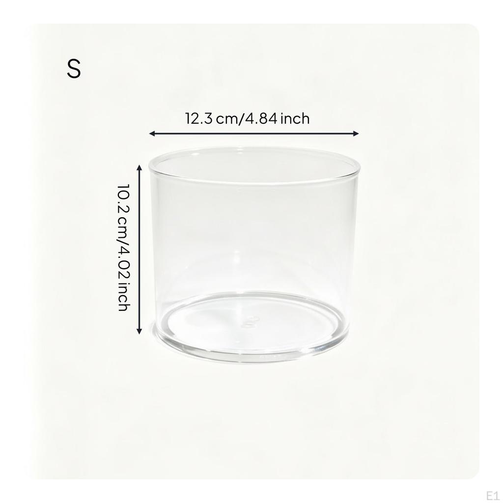 Clear Acrylic Vase Wide Mouth Cylindrical Flat Base Decorative Container for Flower