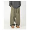 Men S Pleated Loose Straight Leg Casual Trousers Drawstring Waist Retro Pants
