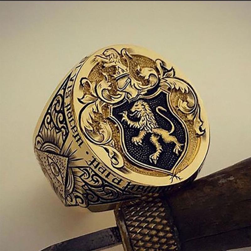 New England Lion Seal Ring: Noble Family Engagement or Wedding Anniversary Gift for Men