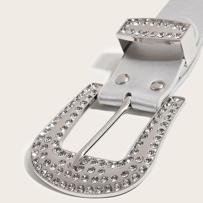 Fashion Luxury Punk Y2K Rhinestones Belt Women'S Metal Buckle Fashion Waistband Jeans Pants Decoration Spicy Girl Belt