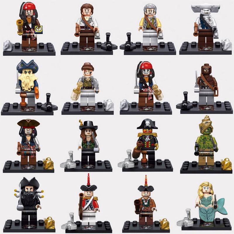 Caribbean Pirates Building Blocks Set 8pcs Minifigures With Mermaids Educational Toy