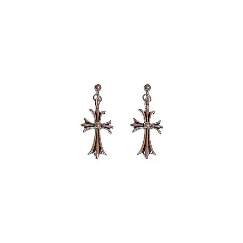 Silver Needle Cool Style Cross Dangle Earrings for Women – Fashionable, Unique, and Trendy.