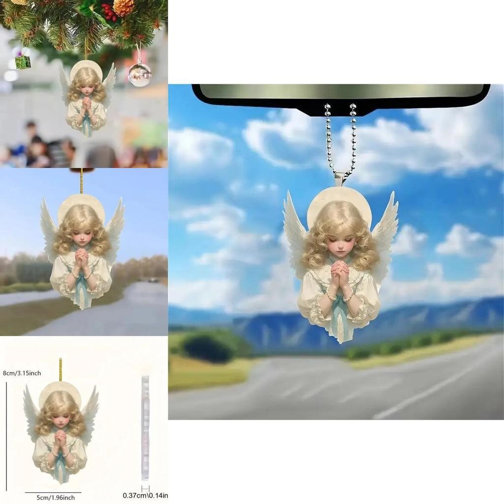 Cute Acrylic Angel Pendant Car Interior Accessory For Rearview Mirror Decoration