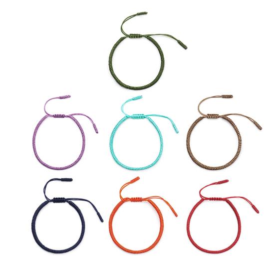 Unisex Bracelet Solid Color Handmade Rope Braided Lucky Bangle Jewelry for Party