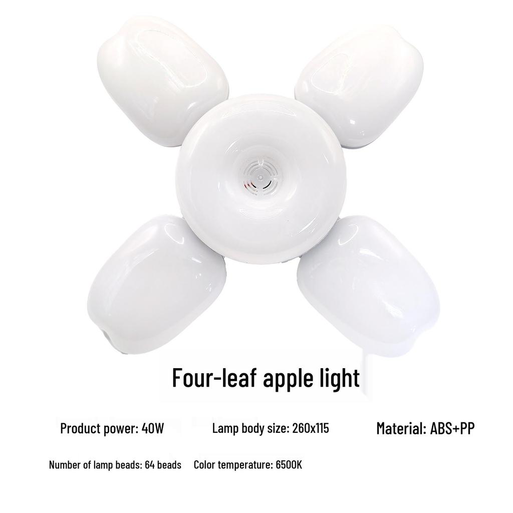 4-Leaf Folding LED Mini Apple Ceiling Light, E27 Energy-Saving Bulb for Bedroom & Living Room