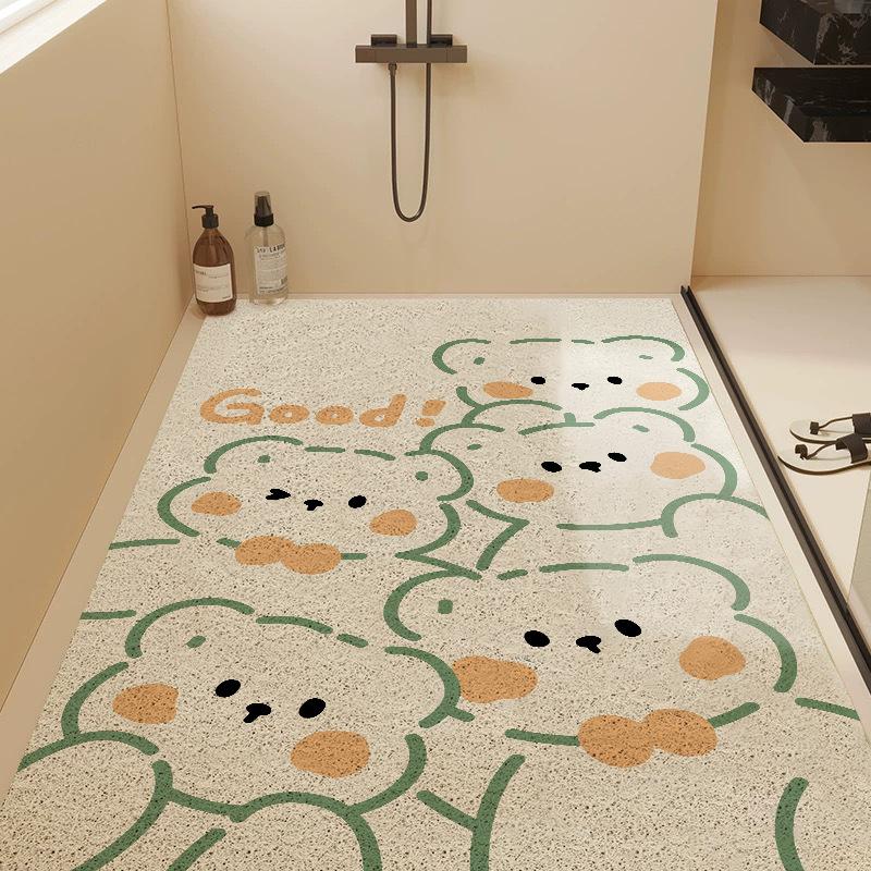 Cartoon Cute Fun Bathroom Floor Mat Household Hollow Dirt-Resistant Wear-Resistant Silk Ring Floor Mat Shower Room Non-Slip Easy To Take Care Of Floor