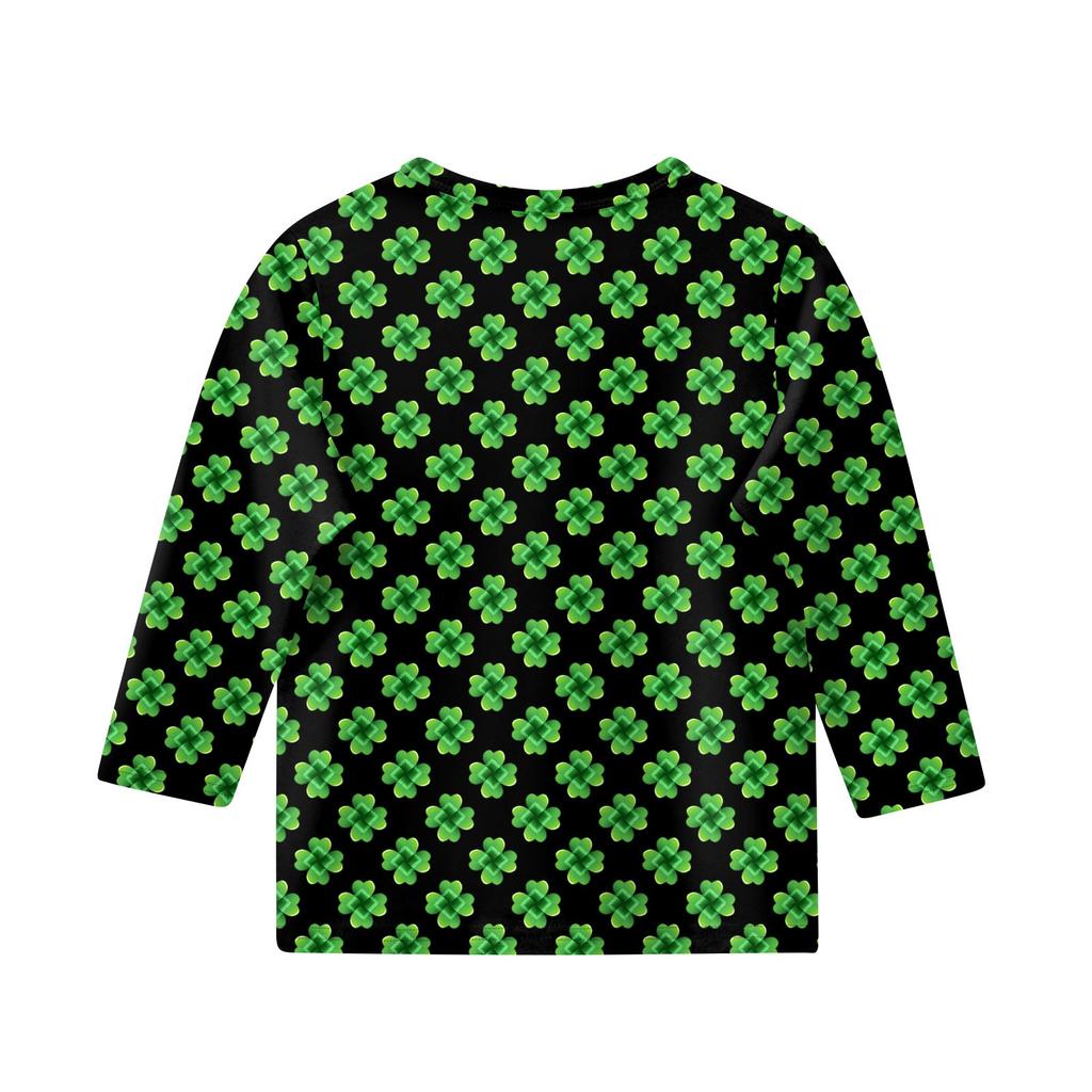 Bedruckte Oberteile für junge Mädchen von 5–16 Jahren, Rundhalsausschnitt, 3/4-Ärmel, T-Shirts, trendige Oberteile, Outfit-T-Shirts