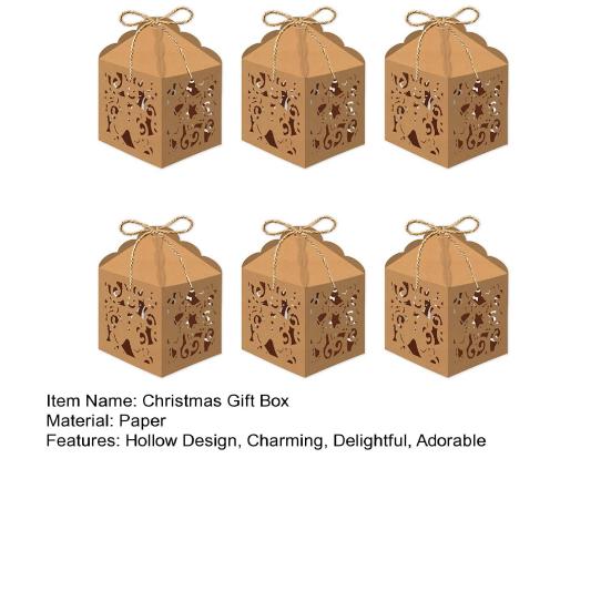 6 Pcs Christmas Gift Boxes Reusable Hollow Design Paper Candy Box for Birthday Bridal Shower Wedding Christmas Party Favors Holder
