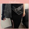 Rivet Fashion Decoration Women Casual Solid Color Elastic Wide Waistband