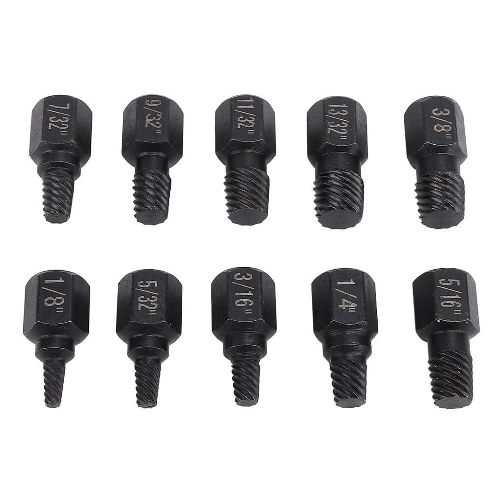 10Pcs Damaged Screw Extractor Set Cr V Steel 18in to 1332in Hex Bolt Extractor for