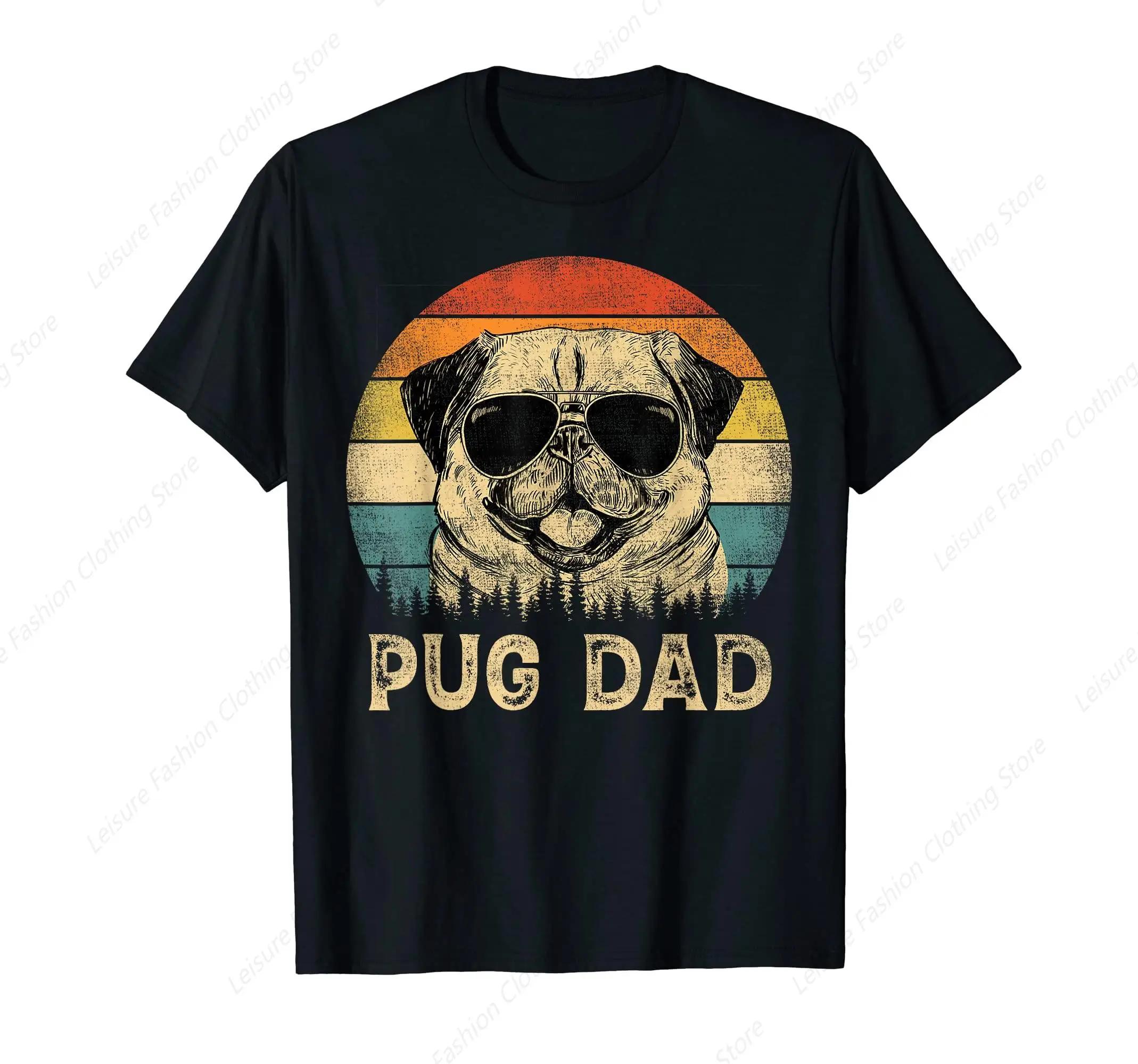 

Vintage Pug Dad Dog Lovers Father s Day Tee T-Shirt Round Neck Short Sleeves Tee Shirt Tops XXXXXL чёрный