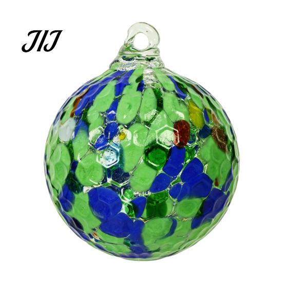Artistic Indoor Outdoor Decor Hand Blown Glass Ball Ornament, Colorful Christmas Hanging Decoration Reflective Baubles for Tree, Window, Patio,