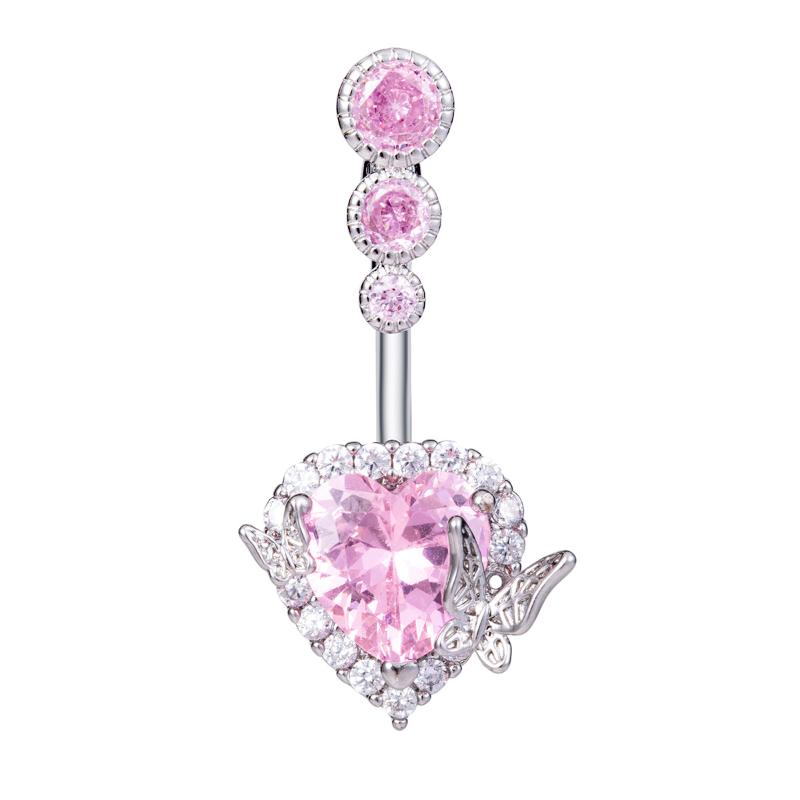 Fashion Butterfly Heart Belly Button Ring Shiny Zircon Navel Piercing Ring For Women Sexy Body Jewelry Accessories Gifts