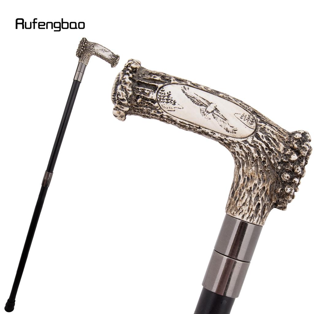 Silver Resin Eagle Tree Root Head Walking Cane Fashion Decorative Steel Stick Gentleman Elegant Cosplay Cane Knob Crosier 94cm