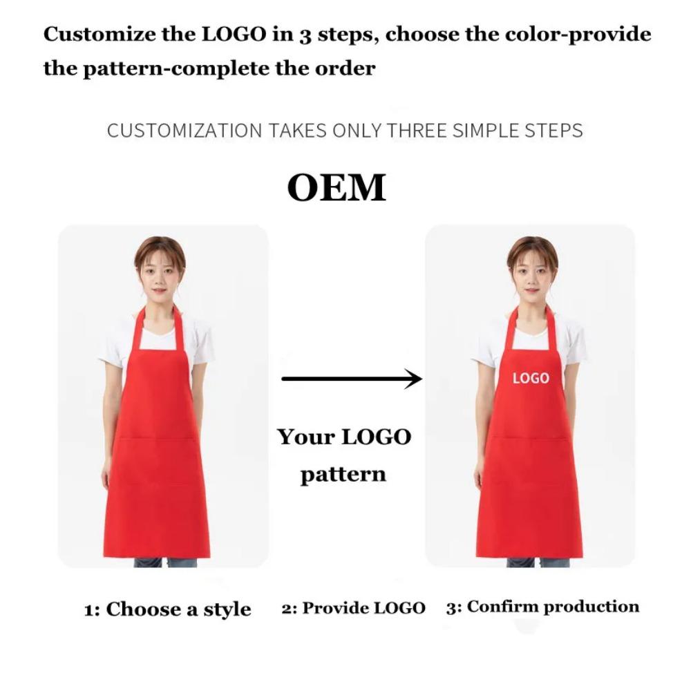 18 Kolorów Fartuchy z Własnym LOGO Dla Kobiety Mężczyzny Kucharza Do Pracy Grill Restauracja Bar Sklep Kawiarnie Salony Piękności Paznokci Jednolity Cienki Fartuch