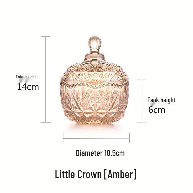 Qianxing Small Crown Amber Electroplated Glass Storage Jar
