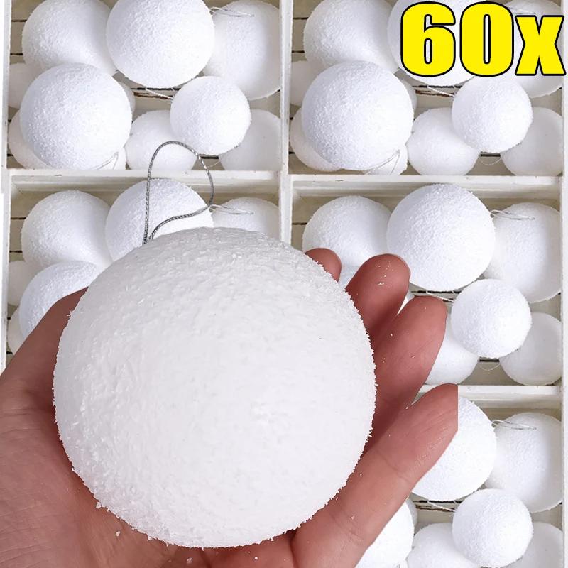 White Foam Christmas Balls Ornaments Xmas Tree Hanging Snowballs Pendant Holiday New Year Wedding Party Home Decoration Supplies