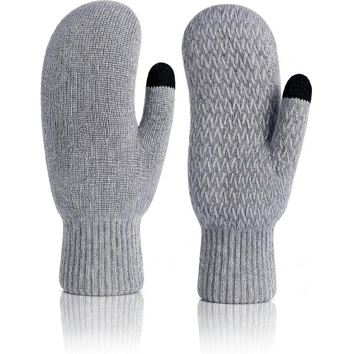 Alpaca Wool Mittens Double Layer Winter Gloves for Women