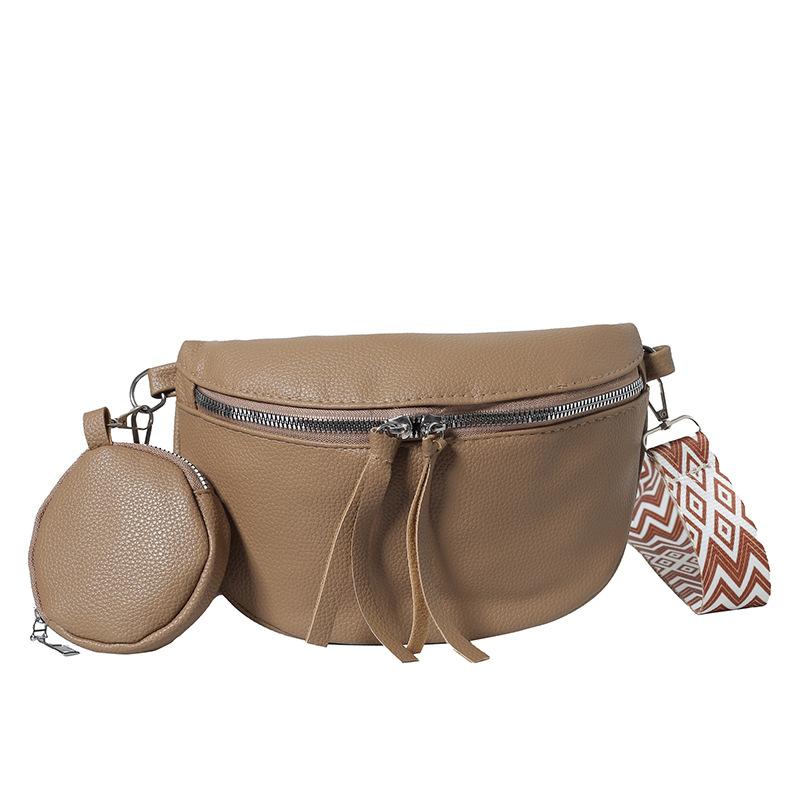 

Niche Design Women s Chest Bag PU Textured One-shoulder Crossbody Bag Solid Color Simple and Fashionable Waist Bag One Size хаки